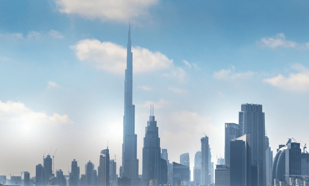 Dubai skyline at golden hour